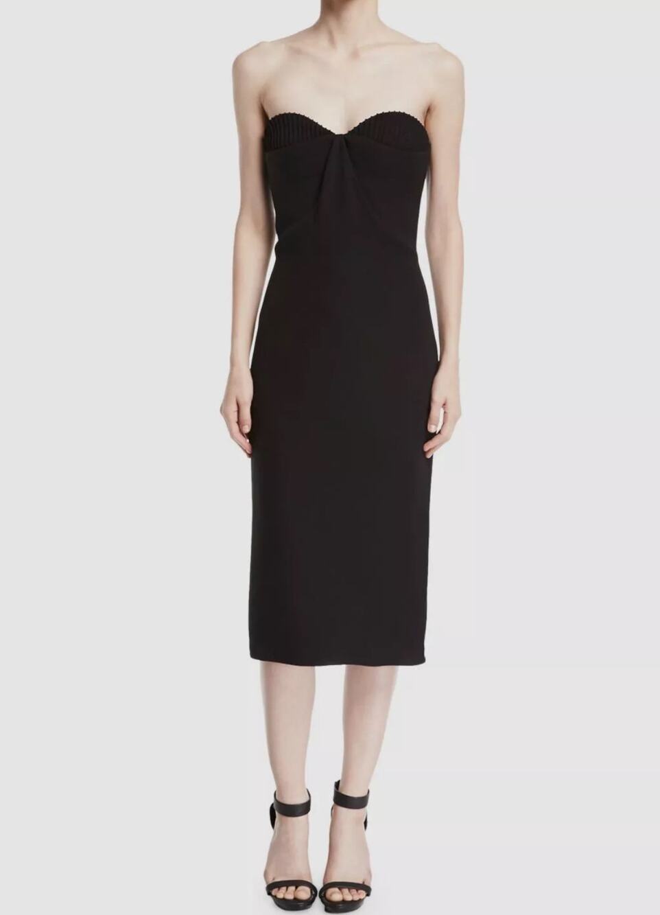 Brandon Maxwell Black Silk Halter Bustier Sheath Dress Women’s Size 6